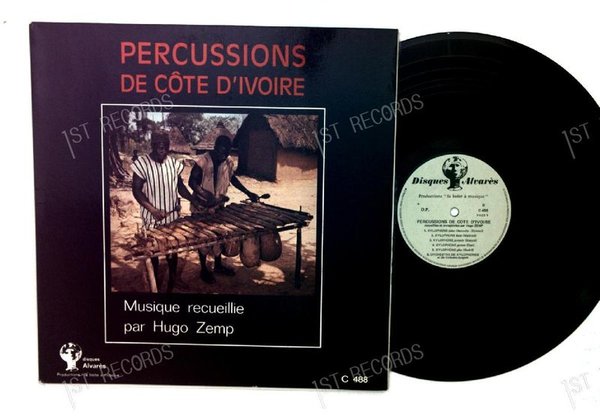 Hugo Zemp - Percussions De Côte D'Ivoire - FRA LP FOC + Insert (VG+/VG+)