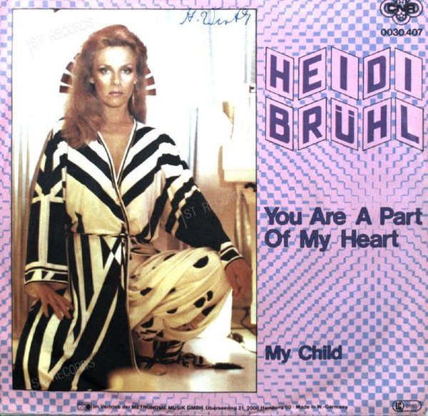 Heidi Brühl - You Are A Part Of My Heart 7in 1981 (VG+/VG+)