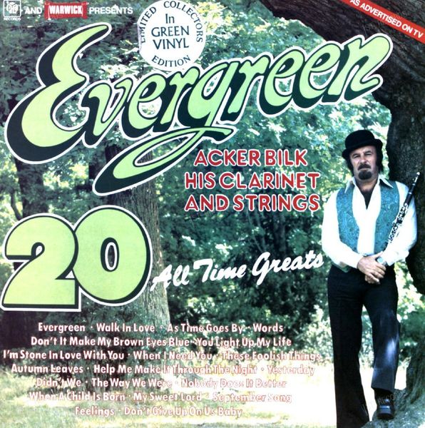 Acker Bilk His Clarinet And Strings - Evergreen 20 All Time Greats LP 1978 (VG/VG)