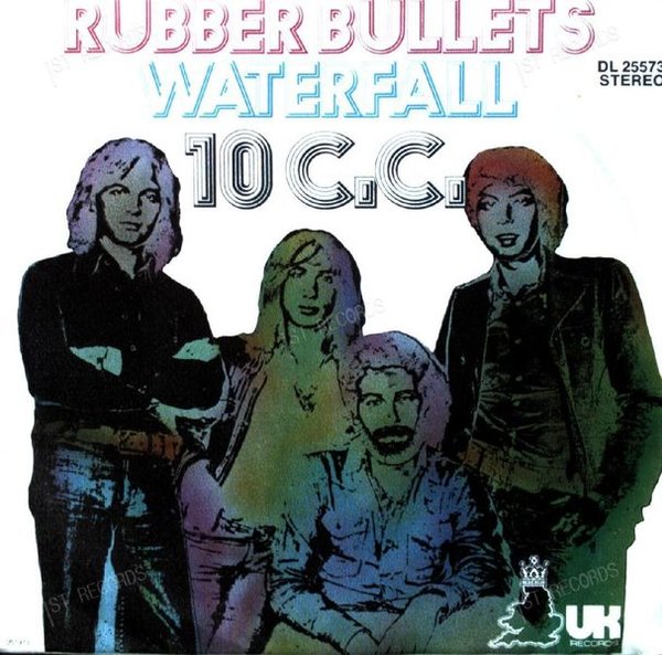 10 C.C. - Rubber Bullets / Waterfall 7in 1973 (VG+/VG+)