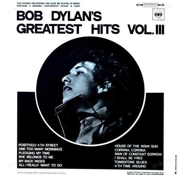 Bob Dylan - Bob Dylan's Greatest Hits Vol 3 LP 1967 (VG+/VG+)