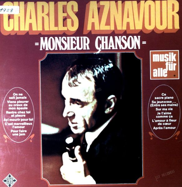 Charles Aznavour - Monsieur Chanson LP (VG/VG)