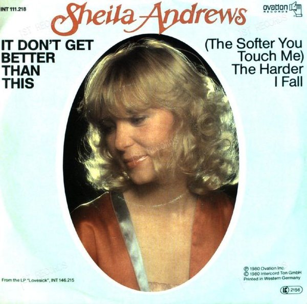 Sheila Andrews - It Don't Get Better Than This / The Softer 7in 1980 (VG/VG)