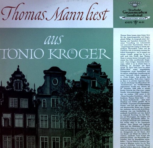 Thomas Mann - Thomas Mann Liest Aus Tonio Kroeger LP (VG/VG)